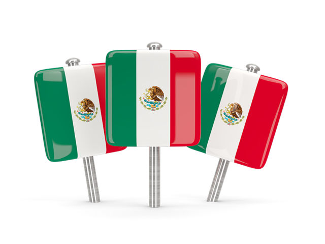 Three square pins. Download flag icon of Mexico at PNG format