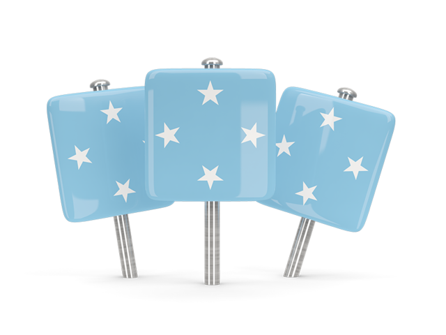 Three square pins. Download flag icon of Micronesia at PNG format