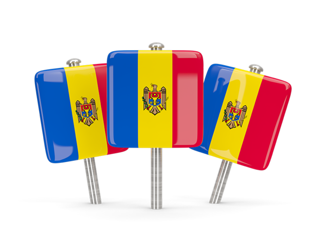 Three square pins. Download flag icon of Moldova at PNG format