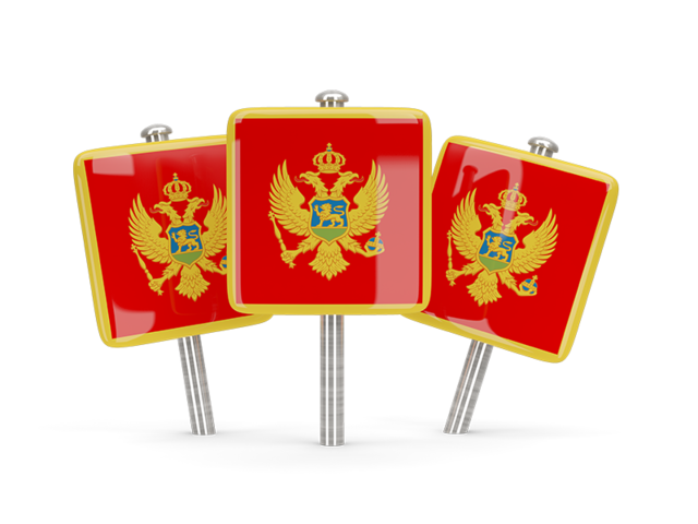 Three square pins. Download flag icon of Montenegro at PNG format