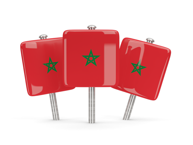 Three square pins. Download flag icon of Morocco at PNG format