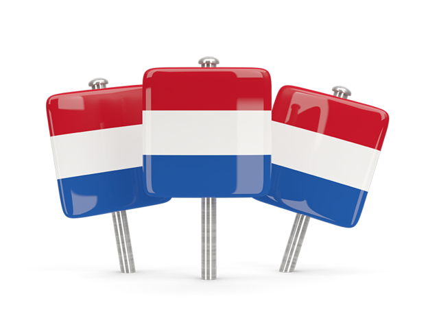 Three square pins. Download flag icon of Netherlands at PNG format
