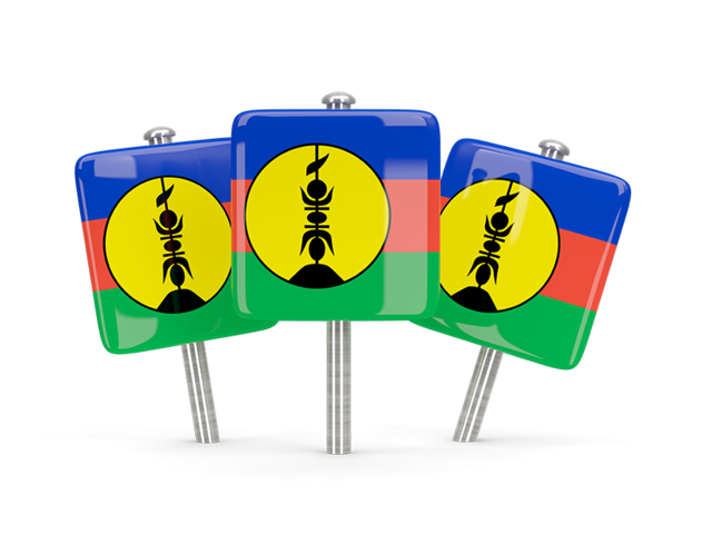 Three square pins. Download flag icon of New Caledonia at PNG format