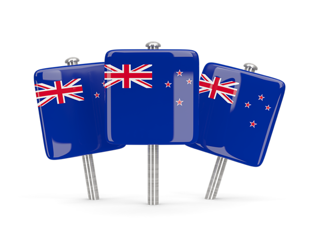 Three square pins. Download flag icon of New Zealand at PNG format