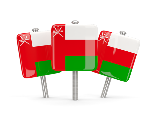 Three square pins. Download flag icon of Oman at PNG format