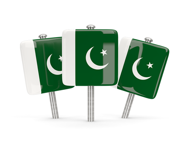 Three square pins. Download flag icon of Pakistan at PNG format