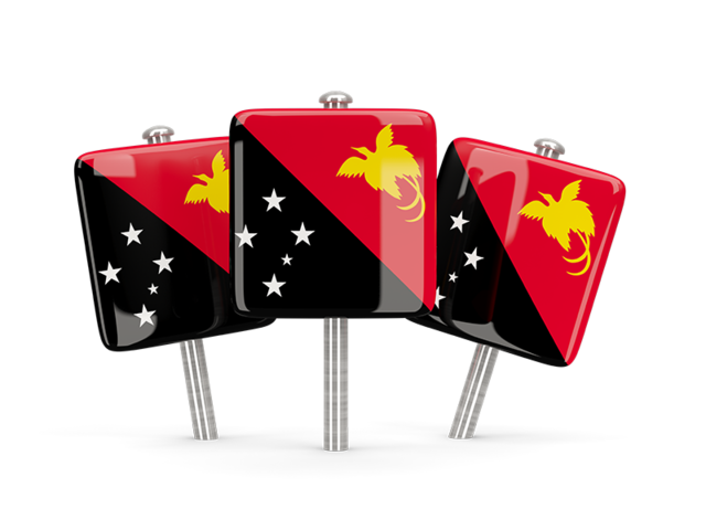 Three square pins. Download flag icon of Papua New Guinea at PNG format