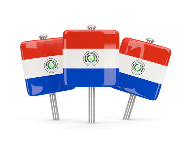 Three square pins. Download flag icon of Paraguay at PNG format