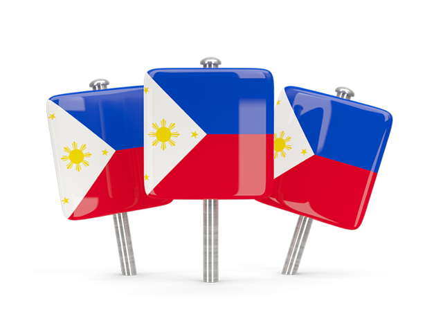 Three square pins. Download flag icon of Philippines at PNG format