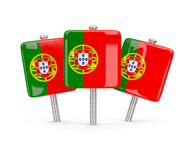 Three square pins. Download flag icon of Portugal at PNG format