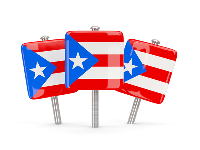 Three square pins. Download flag icon of Puerto Rico at PNG format