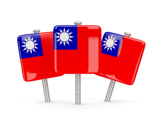Three square pins. Download flag icon of Taiwan at PNG format