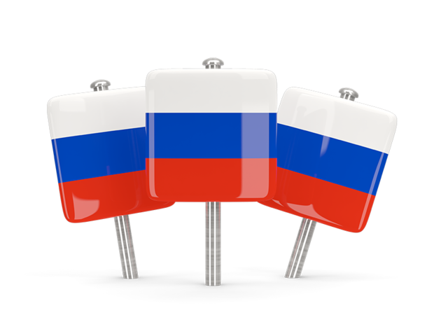 Three square pins. Download flag icon of Russia at PNG format