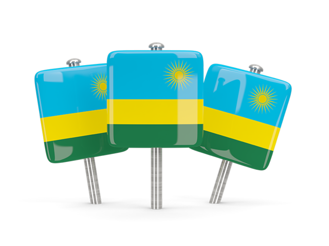 Three square pins. Download flag icon of Rwanda at PNG format