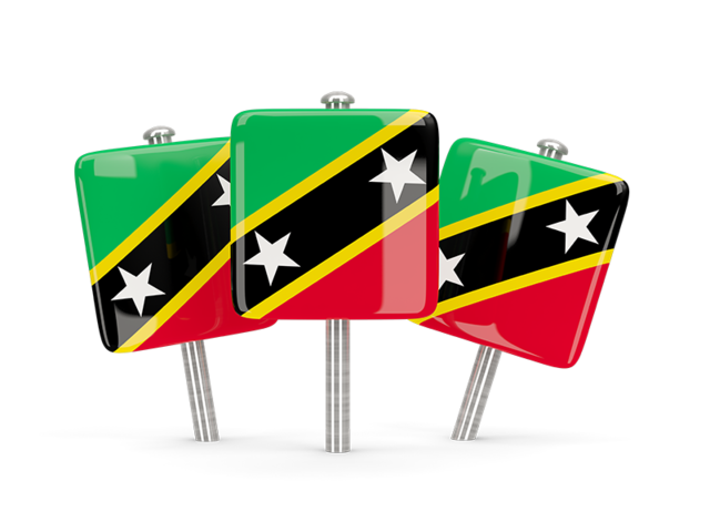 Three square pins. Download flag icon of Saint Kitts and Nevis at PNG format
