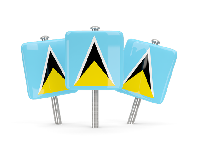 Three square pins. Download flag icon of Saint Lucia at PNG format