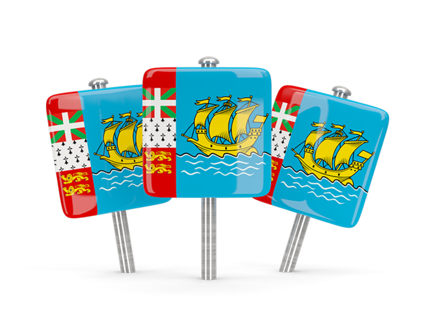 Three square pins. Download flag icon of Saint Pierre and Miquelon at PNG format