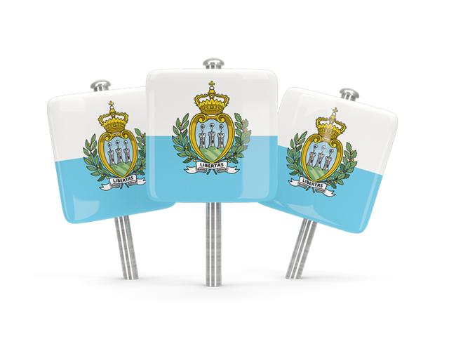 Three square pins. Download flag icon of San Marino at PNG format