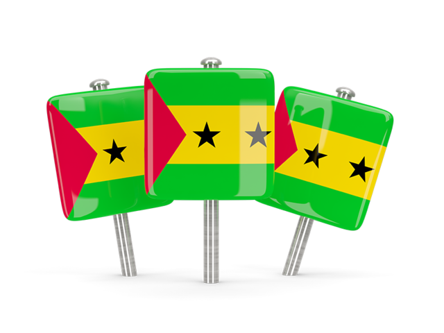 Three square pins. Download flag icon of Sao Tome and Principe at PNG format