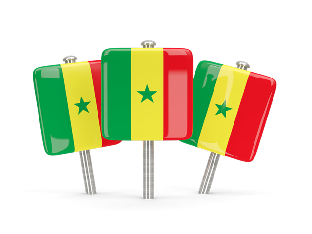 Three square pins. Download flag icon of Senegal at PNG format