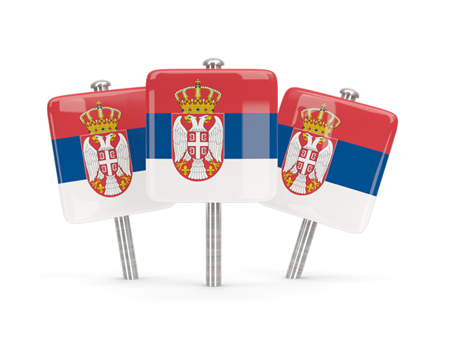 Three square pins. Download flag icon of Serbia at PNG format