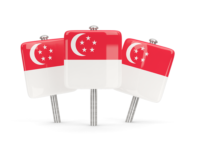 Three square pins. Download flag icon of Singapore at PNG format