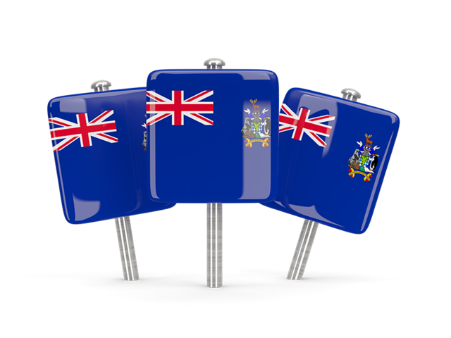 Three square pins. Download flag icon of South Georgia and the South Sandwich Islands at PNG format