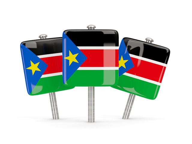 Three square pins. Download flag icon of South Sudan at PNG format