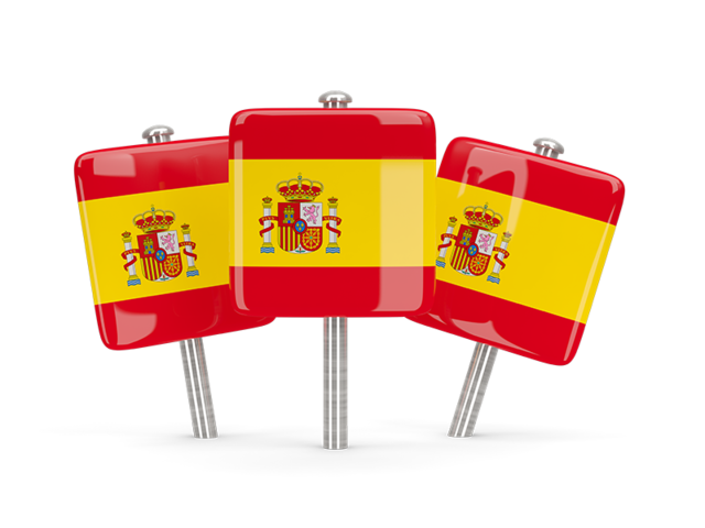 Three square pins. Download flag icon of Spain at PNG format