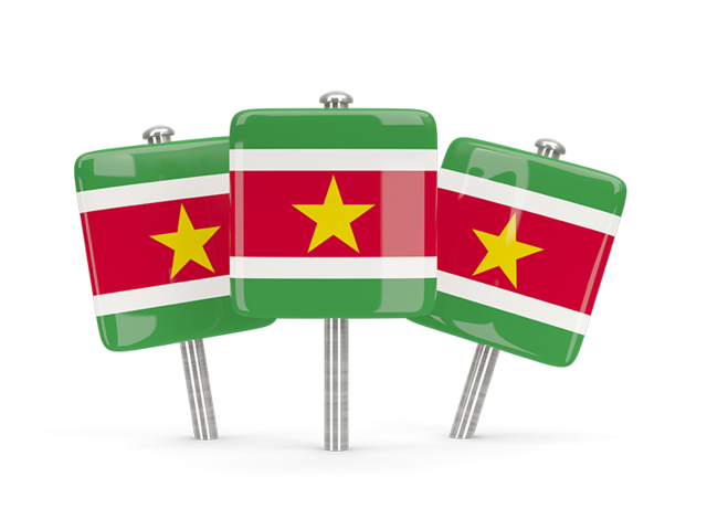 Three square pins. Download flag icon of Suriname at PNG format