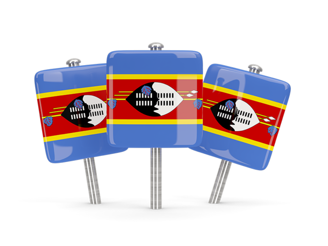 Three square pins. Download flag icon of Swaziland at PNG format