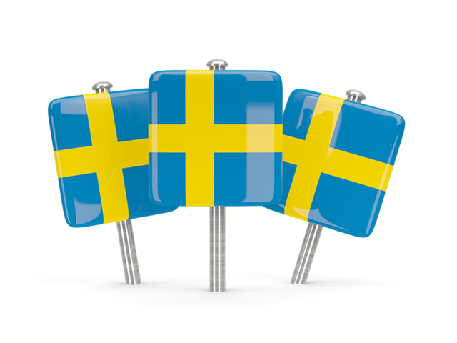 Three square pins. Download flag icon of Sweden at PNG format