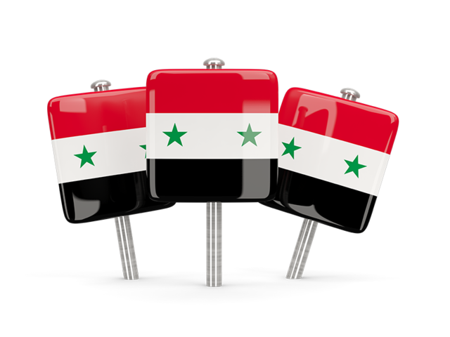 Three square pins. Download flag icon of Syria at PNG format