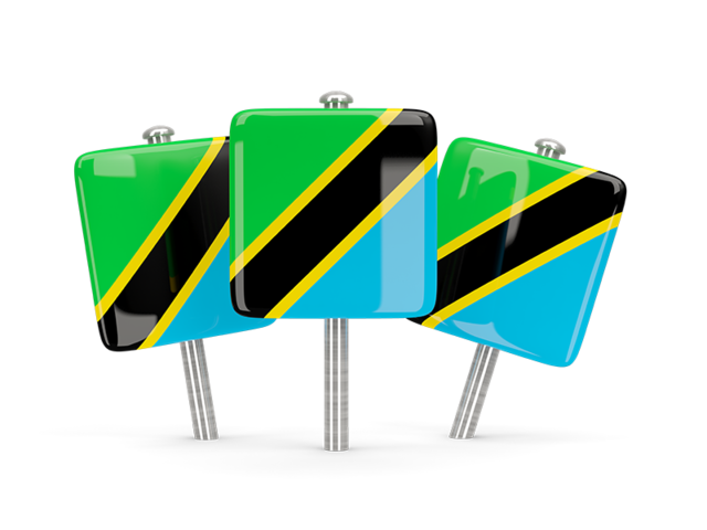 Three square pins. Download flag icon of Tanzania at PNG format