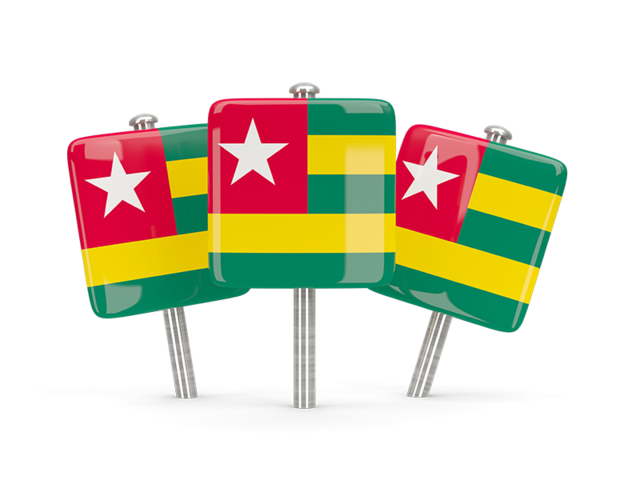 Three square pins. Download flag icon of Togo at PNG format