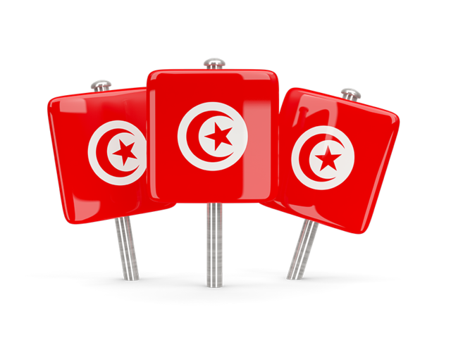 Three square pins. Download flag icon of Tunisia at PNG format