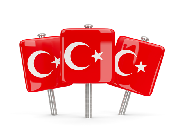 Three square pins. Download flag icon of Turkey at PNG format