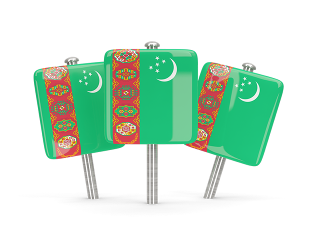 Three square pins. Download flag icon of Turkmenistan at PNG format