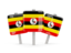 Uganda. Three square pins. Download icon.