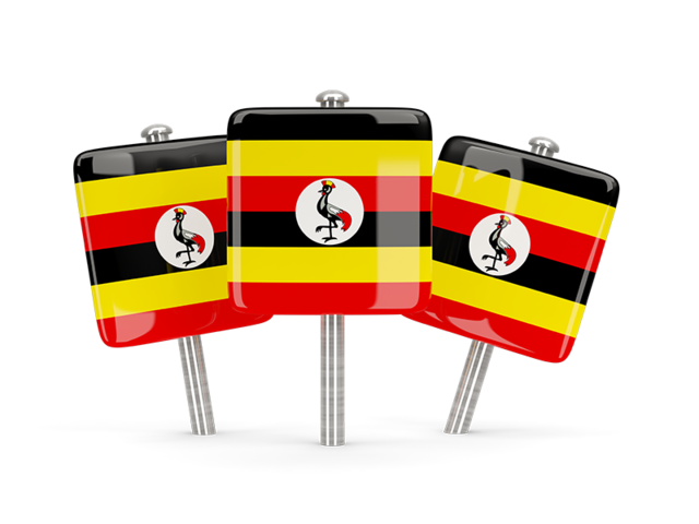 Three square pins. Download flag icon of Uganda at PNG format