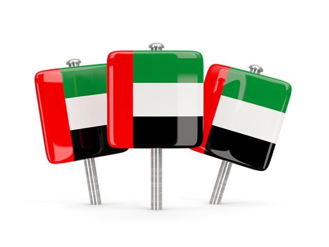 Three square pins. Download flag icon of United Arab Emirates at PNG format