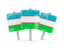 Uzbekistan. Three square pins. Download icon.