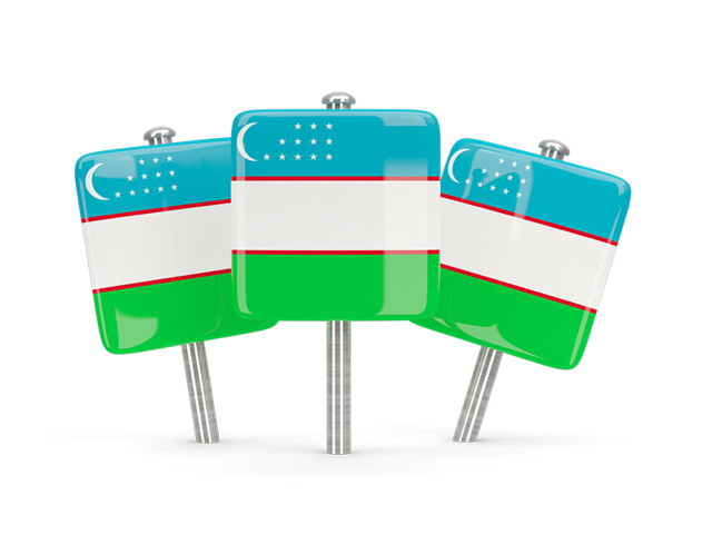 Three square pins. Download flag icon of Uzbekistan at PNG format