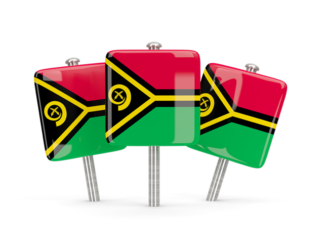 Three square pins. Download flag icon of Vanuatu at PNG format