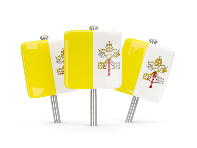 Three square pins. Download flag icon of Vatican City at PNG format