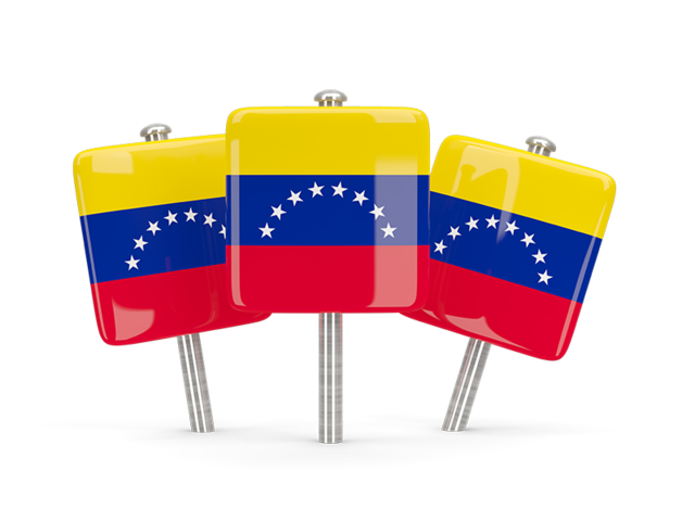 Three square pins. Download flag icon of Venezuela at PNG format