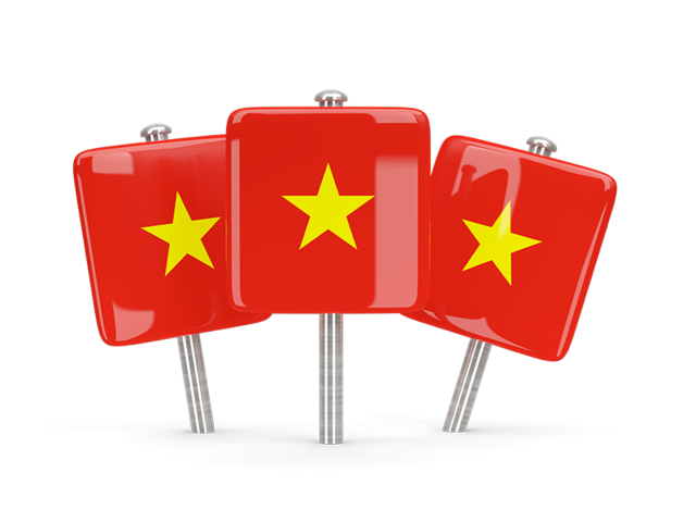 Three square pins. Download flag icon of Vietnam at PNG format