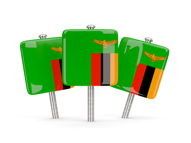 Three square pins. Download flag icon of Zambia at PNG format