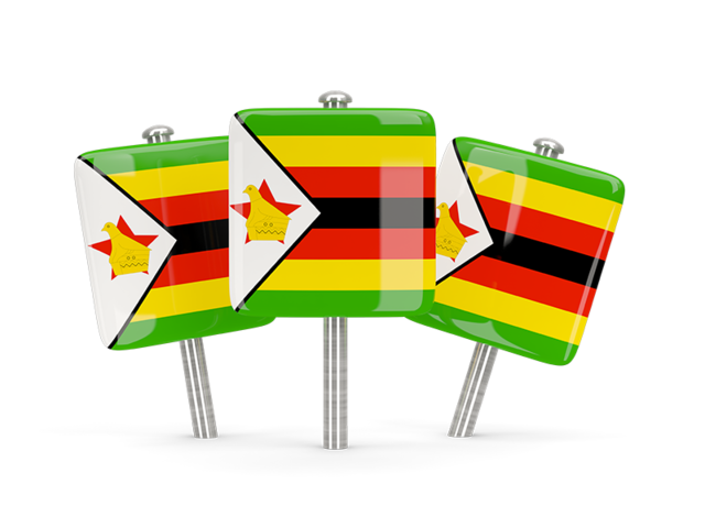 Three square pins. Download flag icon of Zimbabwe at PNG format