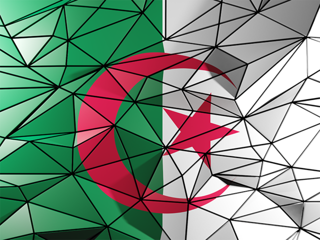 Triangle background. Download flag icon of Algeria at PNG format